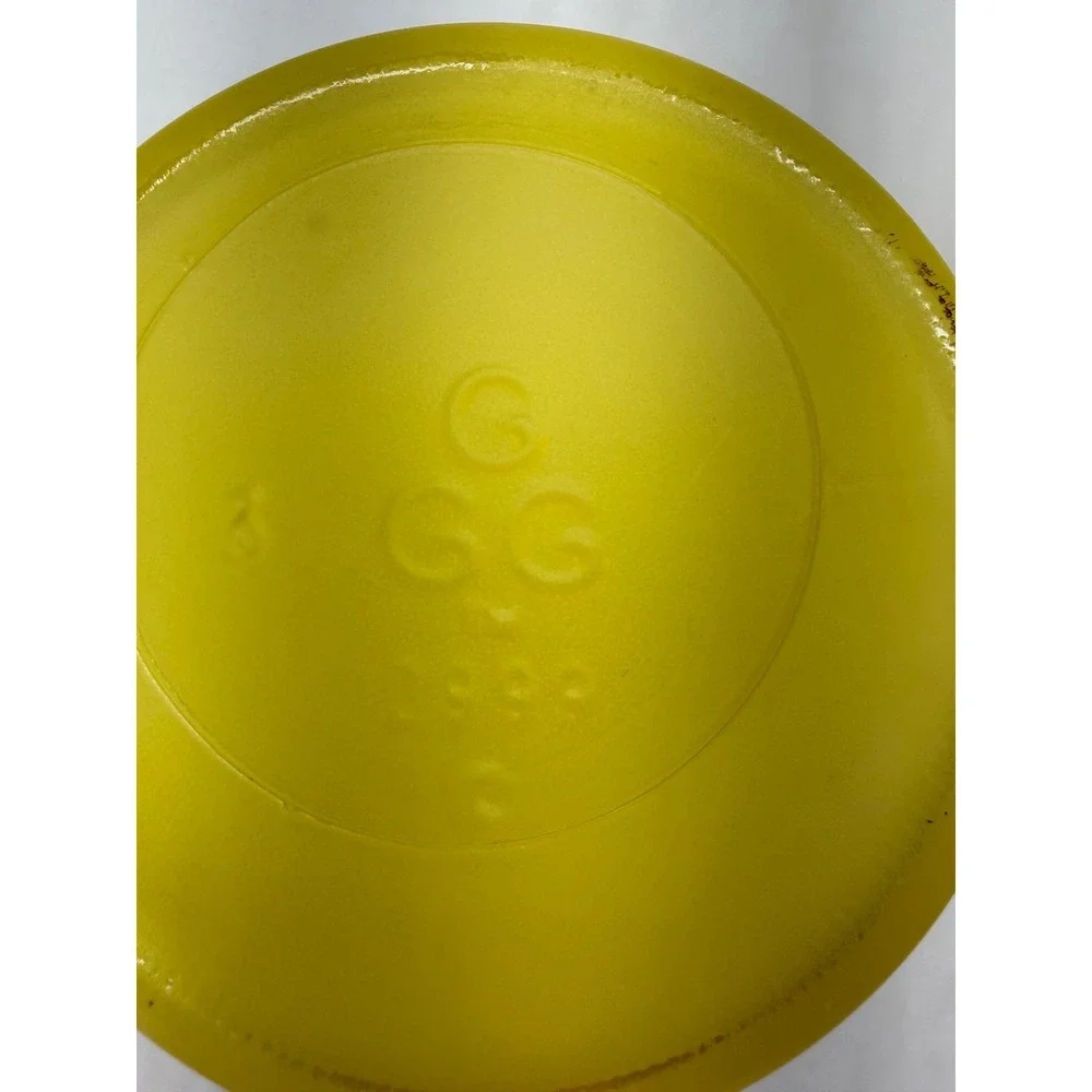 Vintage GGG Frosted Yellow Glass Paneled Vase Flared Rim 8